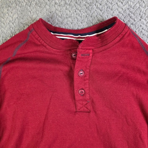 Nike Men's Large Red Long Sleeve Henley Shirt Cotton Athletic Casual‎ - Picture 2 of 10
